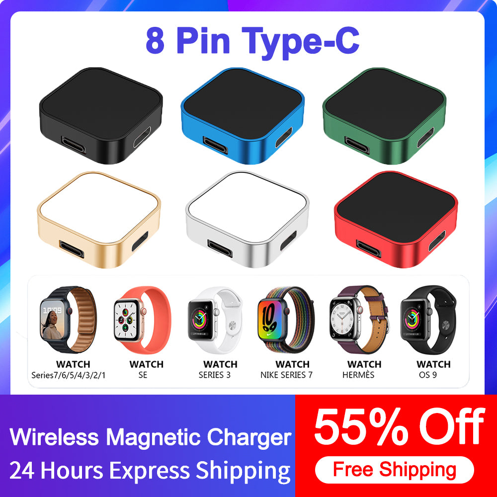 Premium 2-in-1 Ladedock Ständer 8-Pin Typ-C Drahtloses Magnetisches Ladegerät für Apple Watch Ultra | Kompatibel mit Apple