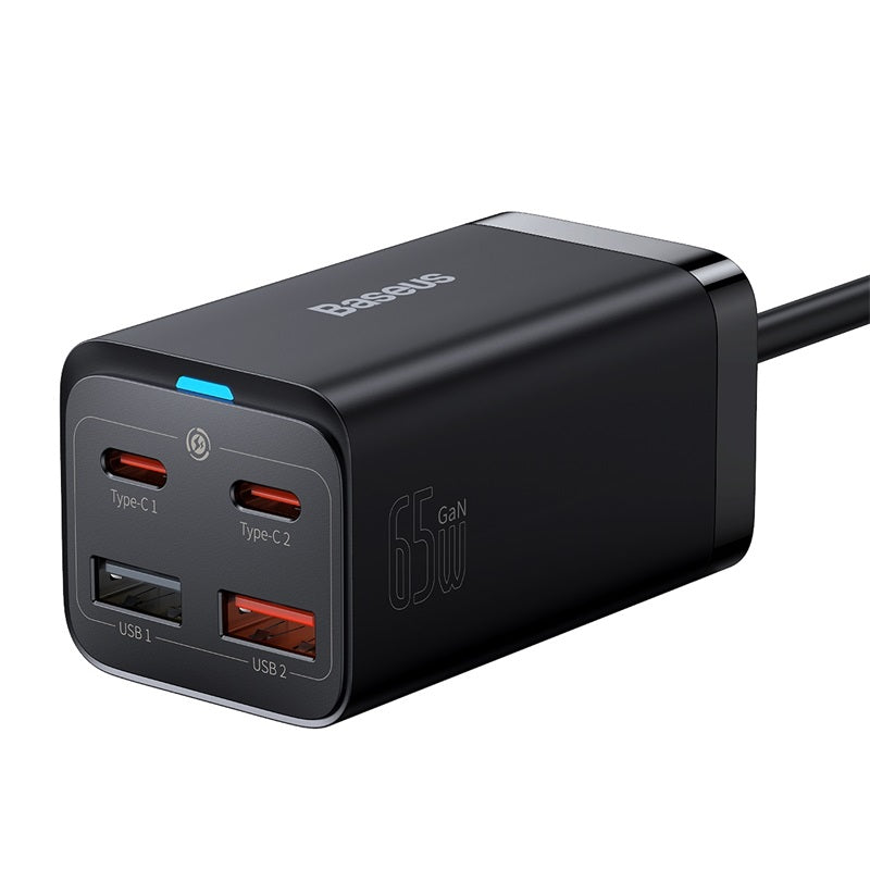 Premium 65W Gan Charger Desktop Fast Charger | 4-in-1 Laptop & Mobile Adapter for Smartphones, Apple iPhone, Samsung, iOS & Android - Fast Charging