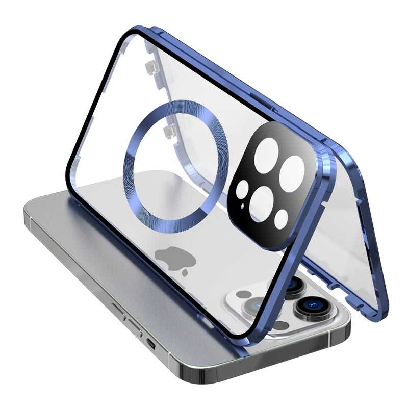 Hochwertiges Apple iPhone 15/14/13/12/11 Pro Max Hülle | 360 ° Vollversiegelter Glas-Metallrand für MagSafe Magnetische