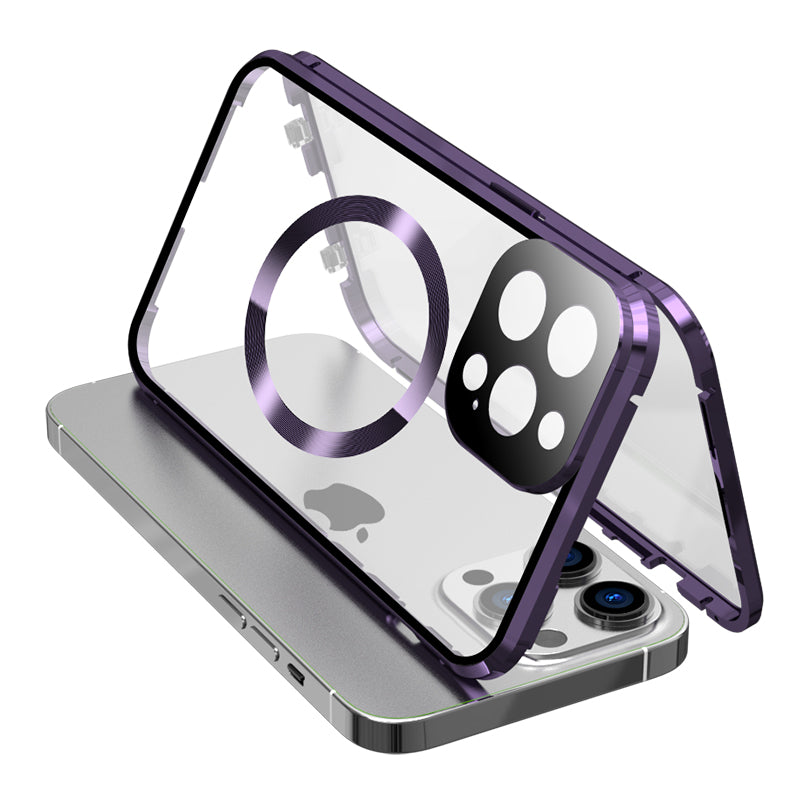 Hochwertiges Apple iPhone 15/14/13/12/11 Pro Max Hülle | 360 ° Vollversiegelter Glas-Metallrand für MagSafe Magnetische