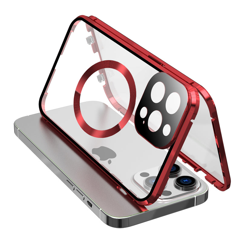 Hochwertiges Apple iPhone 15/14/13/12/11 Pro Max Hülle | 360 ° Vollversiegelter Glas-Metallrand für MagSafe Magnetische
