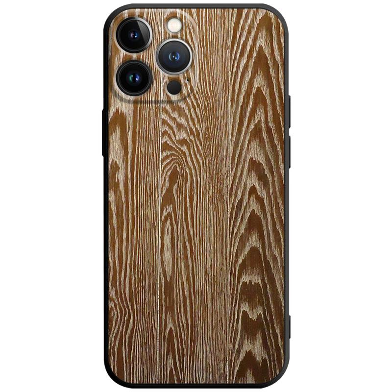 Premium Handyhülle, Abdeckung Braune glatte Holzmaserung Metallic Fall schwarz Phone 15/13/11/14 Pro Max/12/X/XS/8/7 Plus/XR