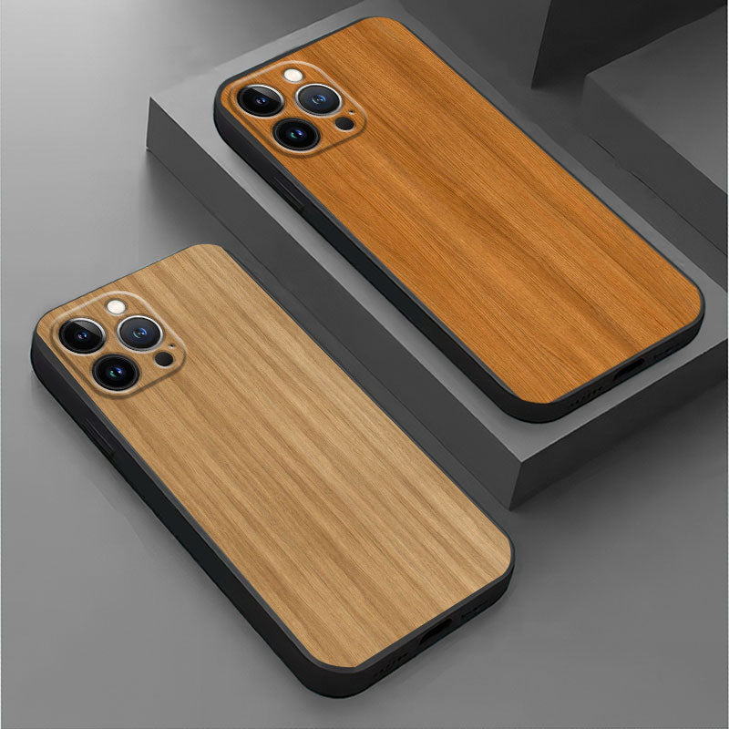 Premium Handyhülle, Abdeckung Braune glatte Holzmaserung Metallic Fall schwarz Phone 15/13/11/14 Pro Max/12/X/XS/8/7 Plus/XR