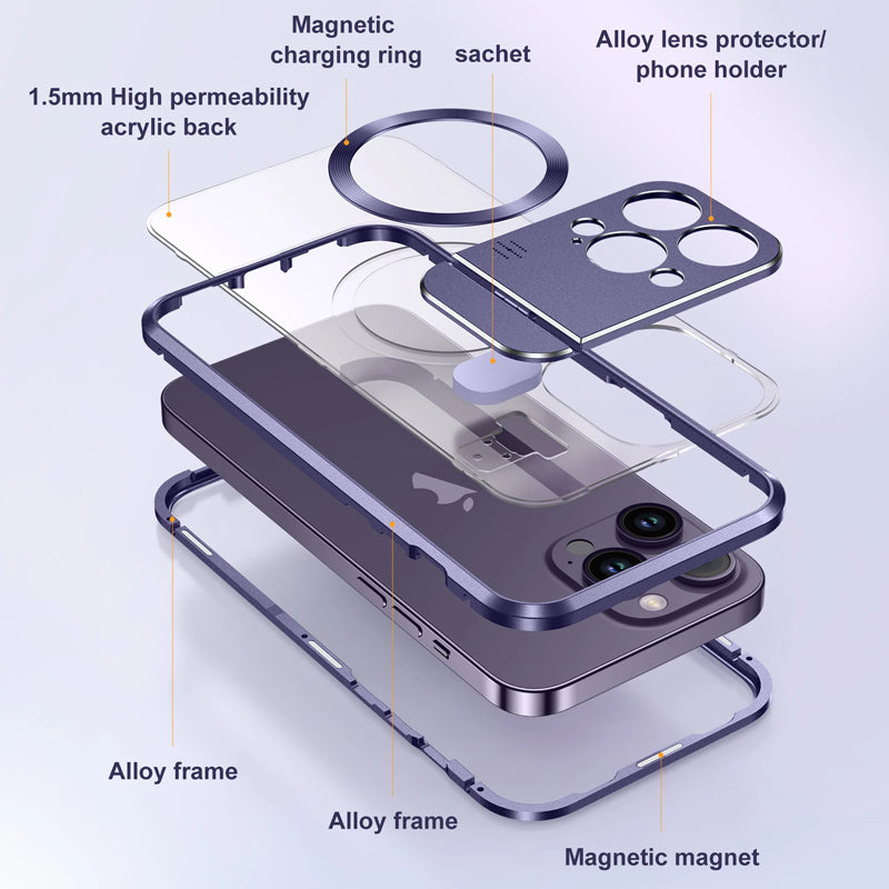 Premium Kabelloses Laden, MagSafe, Abdeckung, Hülle, magnetischer Metallständer Apple iPhone 15/14/13 Pro Max - Unsichtbarer