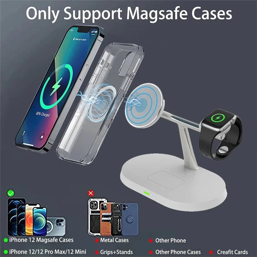 Hacrin 3 in 1 Wireless Charging station for Apple Watch Series 7 Charger Dock Fast Charging Station for Smartphones, Apple iPhone, Samsung, iOS & Android