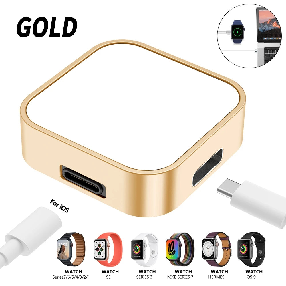 Premium 2-in-1 Ladedock Ständer 8-Pin Typ-C Drahtloses Magnetisches Ladegerät für Apple Watch Ultra | Kompatibel mit Apple