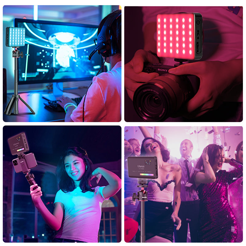 Luxus VL120 RGB LED Videolicht für Kamera, Apple iPhone 15/14/13/12/11 Pro Max Plus Mini, Samsung, Android, Vollfarbig,