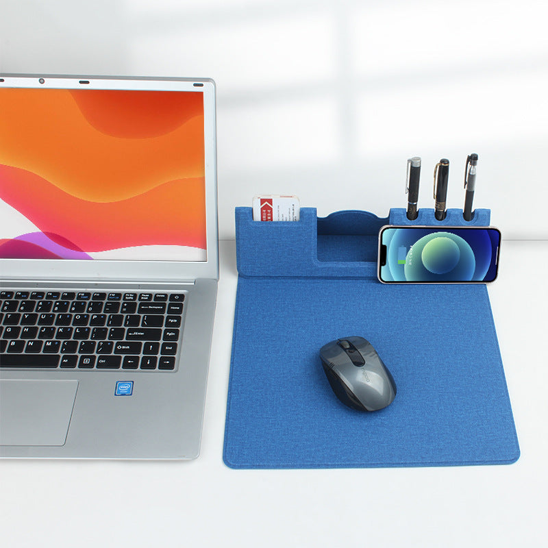 Premium Mouse Pad with High-Quality Qi Wireless Charging Pad for Smartphones, Apple iPhone, Samsung, iOS & Android Xiaomi, Huawei, USB-C, Phone Holder, 2-in-1 PU Leather Mat