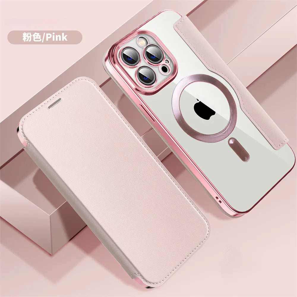 Premium Flip Leather Case with Card Slot and Card Holder Wallet, Magnetic & Shockproof iPhone Case | Flip Cover Stand Case for Apple iPhone 16/15/14/13/12 Pro Max, Plus, Mini Cover - Versatile Protective Cover