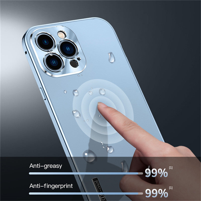 Luxury Ultra-Thin iPhone Case: Metal Alloy and Glass, Privacy Protection, Double-Sided 360° Full Protection | MagSafe-Compatible Magnetic Adsorption | Shockproof with Camera Protection | Apple iPhone 16/16e, 15, 14, 13, 12 Pro Max, Pro, Plus & Mini Cover