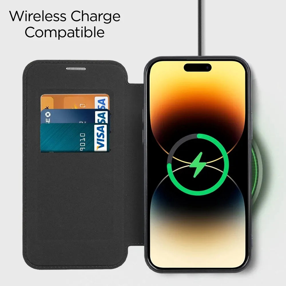 Premium Flip Leather Case with Card Slot and Card Holder Wallet, Magnetic & Shockproof iPhone Case | Flip Cover Stand Case for Apple iPhone 16/15/14/13/12 Pro Max, Plus, Mini Cover - Versatile Protective Cover