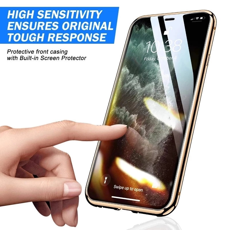 High-Quality iPhone Case: Metal Frame and Double-Sided Glass | MagSafe-Compatible, Magnetic Adsorption for 360° Full Protection Case | Shockproof Glass Lens Camera Protection Armor | Cover for Apple iPhone 16/16e, 15, 14, 13, 12 Pro Max, Pro, Plus & Mini