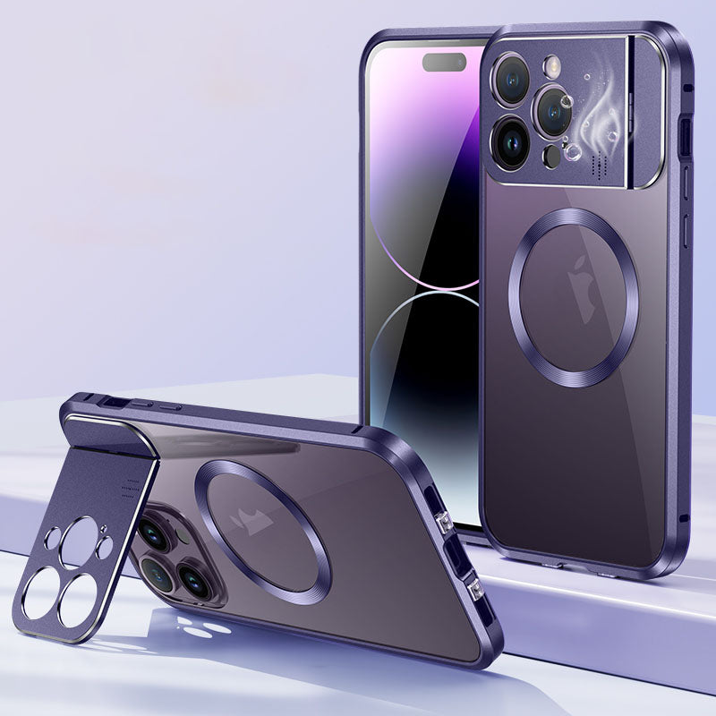 Premium iPhone Case with MagSafe: 360-Degree Protection, Metal Stand, Magnetic Camera Protection | Aromatherapy Function, Invisible Lens Holder | Case for Apple iPhone 16/16e, 15, 14, 13, 12 Pro Max, Pro, Plus, Mini | Shockproof Armor Shell Bumper Cover