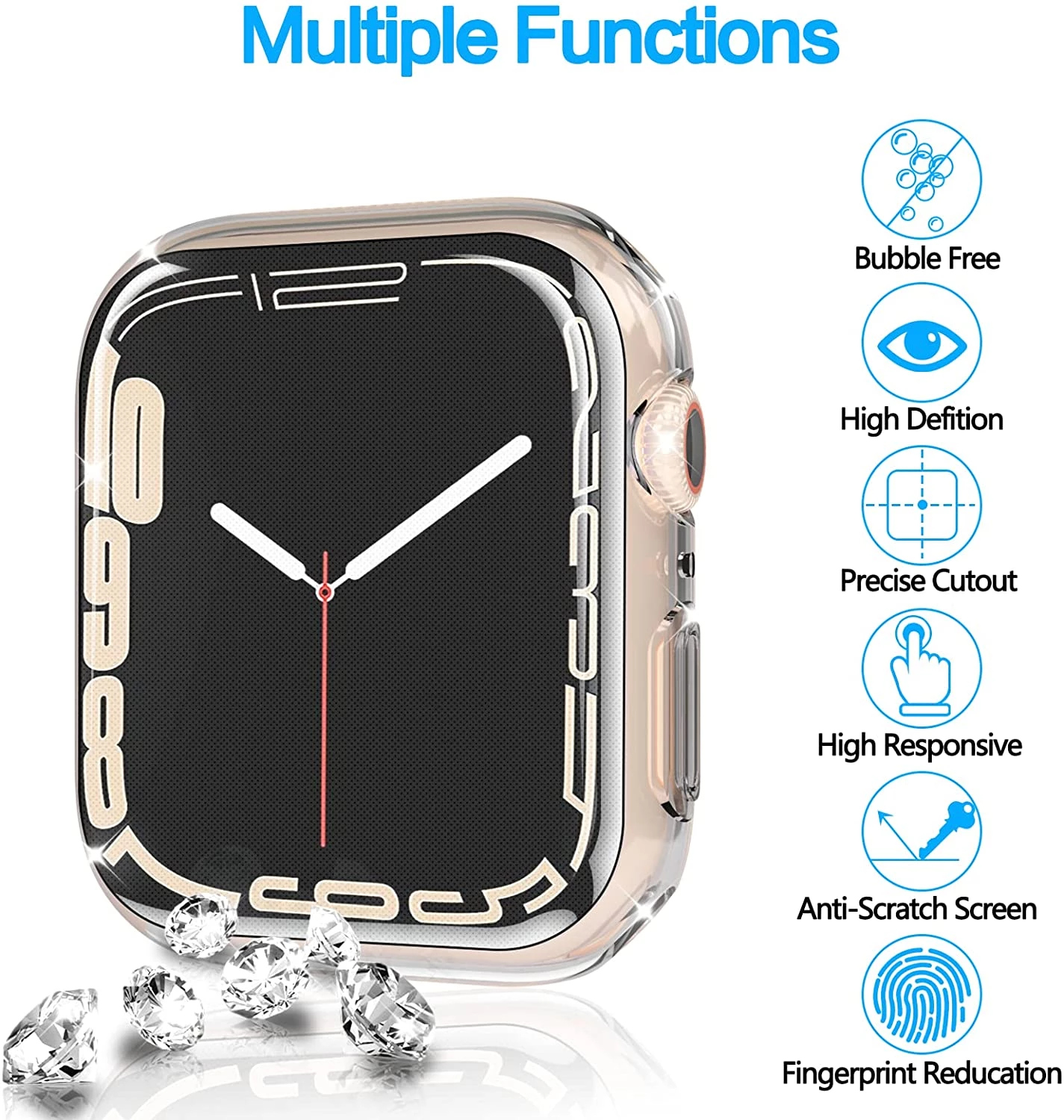Premium Smart Devil 2er-Set Vollkleber-Softfilm für Apple iWatch 9/8/7, 41mm/45mm/SE/6/5/4, 44mm/40mm | HD-Displayschutz