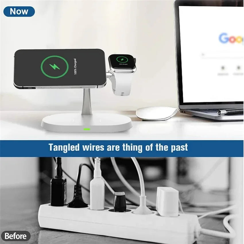 Hacrin 3 in 1 Wireless Charging station for Apple Watch Series 7 Charger Dock Fast Charging Station for Smartphones, Apple iPhone, Samsung, iOS & Android