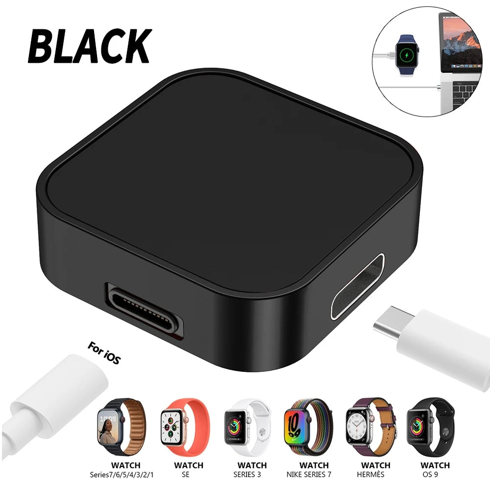 Premium 2-in-1 Ladedock Ständer 8-Pin Typ-C Drahtloses Magnetisches Ladegerät für Apple Watch Ultra | Kompatibel mit Apple