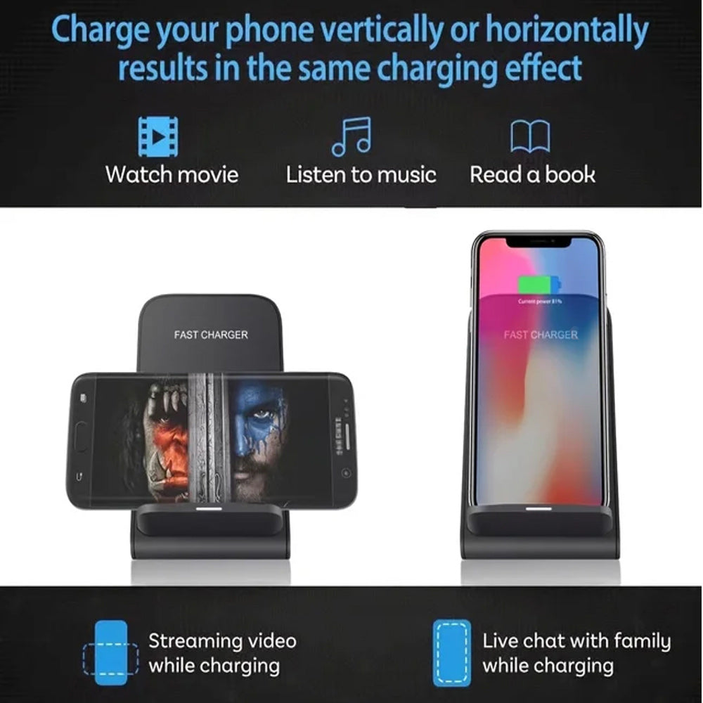 30W Foldable Wireless Charger Stand Pad for Smartphones, Apple iPhone, Samsung, iOS & Android Fast Charging Station Phone Holder