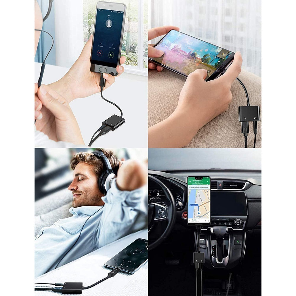 Premium 3-in-1 8-Pin zu 3,5mm Jack AUX Kabel mit Beleuchtung - Ladeadapter, Kopfhörersplitter, Konverter für Apple iPhone 15/14/13/12