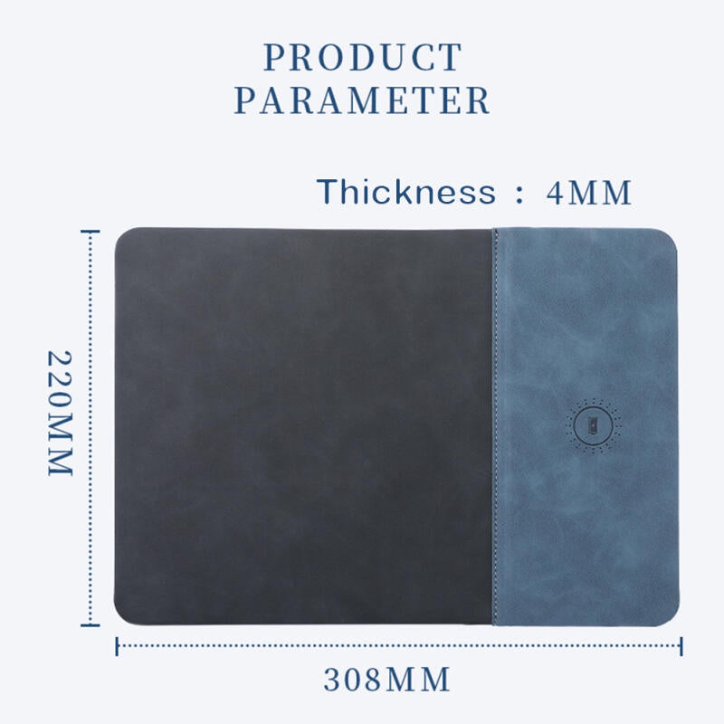 Premium Mouse Pad with High-Quality Qi Wireless Charging Pad for Smartphones, Apple iPhone, Samsung, iOS & Android Xiaomi, Huawei, USB-C, Phone Holder, 2-in-1 PU Leather Mat