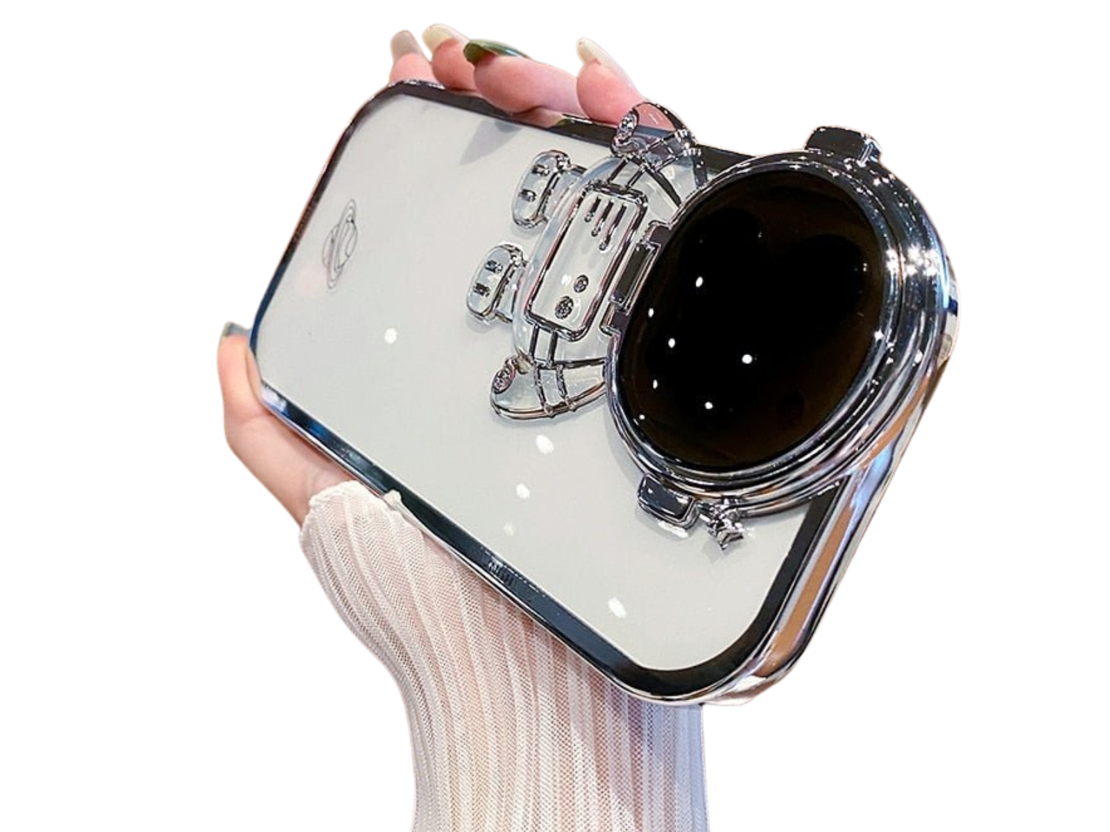 Premium Apple iPhone Case | MagSafe Compatible, Camera Lens Protection, Screen Protection | Ultra Thin, Shockproof, Magnetic, Full All-Around Protection Cover – Astronaut Design, Glitter Film, Lens Stand, Soft TPU, Durable & Stylish