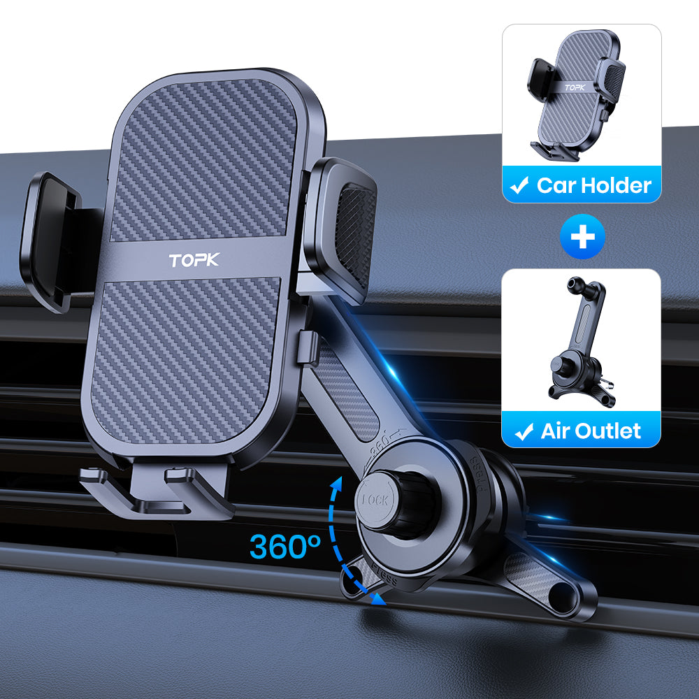 Premium D36-G Universal Auto Telefon Halter mit Haken Clip,Air Vent Auto Halterung,360° Rotation Handyhalterung