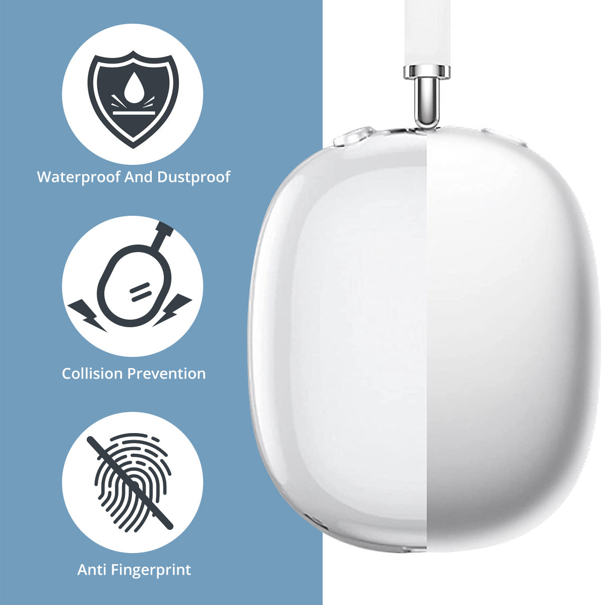 Premium TPU Protective Case for Apple AirPods Max Shockproof & Scratch-Resistant Transparent Headphone Case | Soft, Transparent Cover - Premium Protection for Wireless Headphones