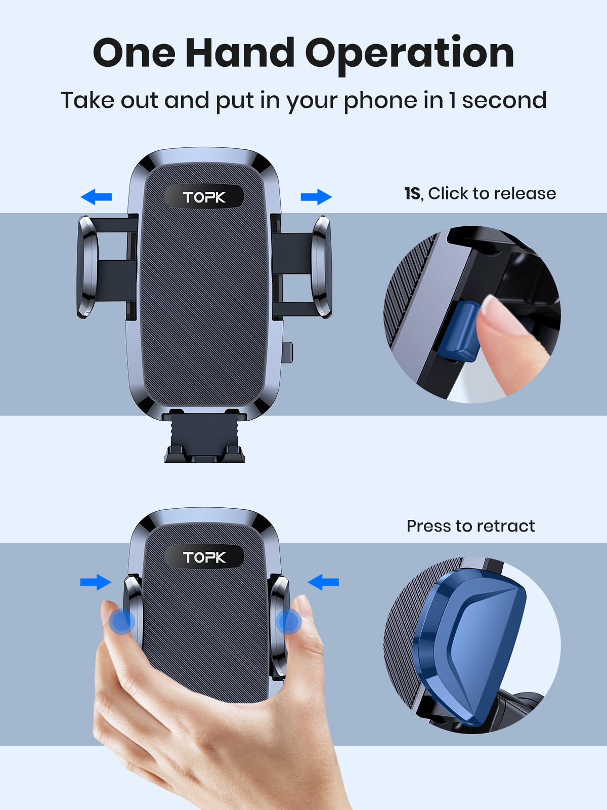 Premium D36-G Universal Auto Telefon Halter mit Haken Clip,Air Vent Auto Halterung,360° Rotation Handyhalterung