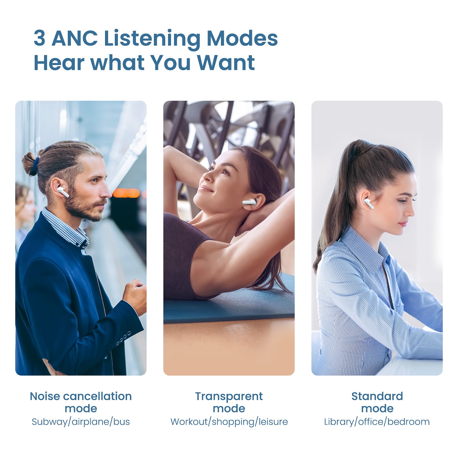 Hochwertige ANC Drahtlose Kopfhörer: 40dB Geräuschunterdrückung, Bluetooth 5.2, 6 Mic ENC HD-Anruf, TWS Ohrhörer, Transparenzmodus
