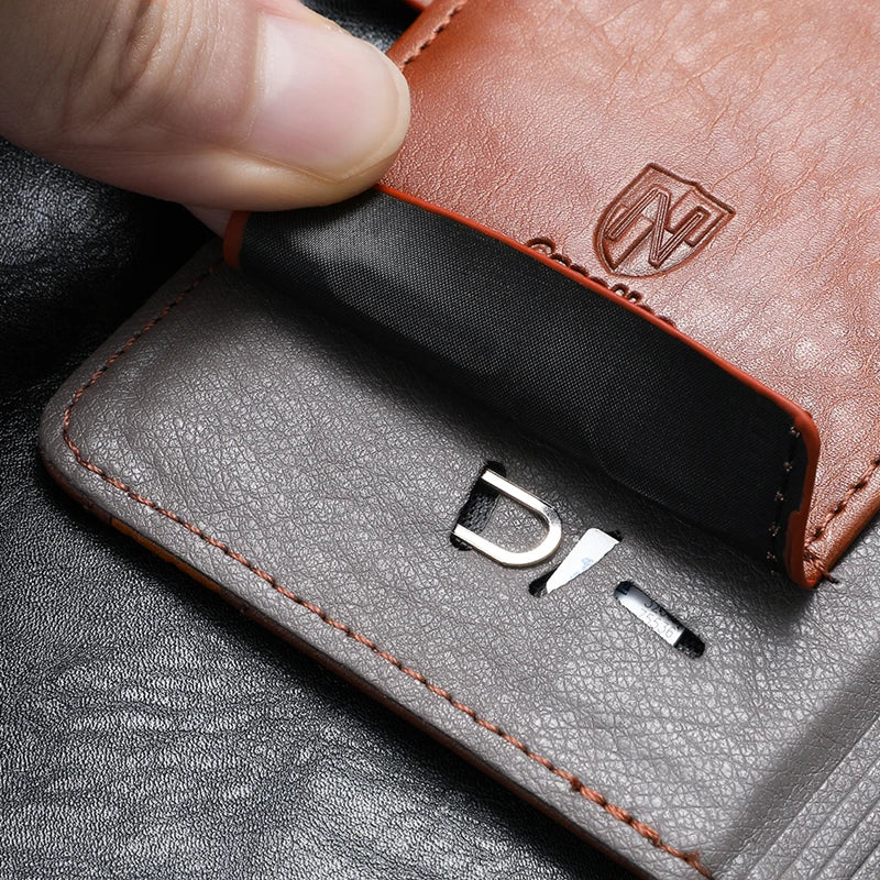 High-Quality Leather Flip Cover Wallet with Magnetic Closure and SIM Card Slot iPhone Case | MagSafe Compatible with Full Protection and Camera Lens Cover for Apple iPhone 16/15/14/13/12 Pro Max Plus Mini | Armor Phone Case Wallet Protective Cover