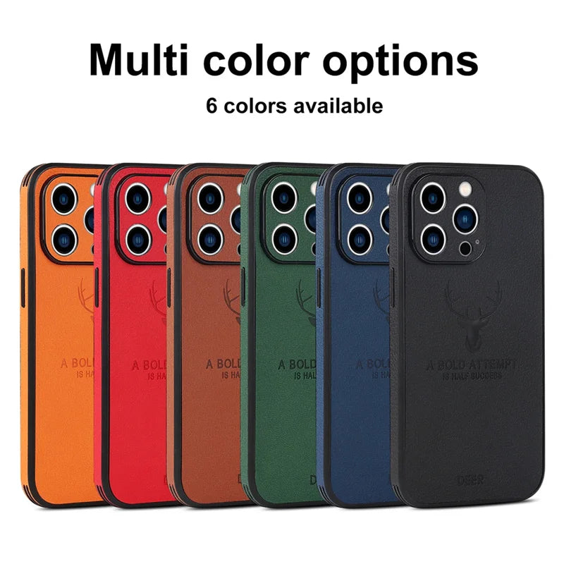 Premium Deer Leather Texture Ultra-Thin iPhone Case | MagSafe Case with All-Around Protection and Camera Lens Protection for Apple iPhone 16/15/14/13/12 Pro Max, Plus, Mini | Armor Phone Case