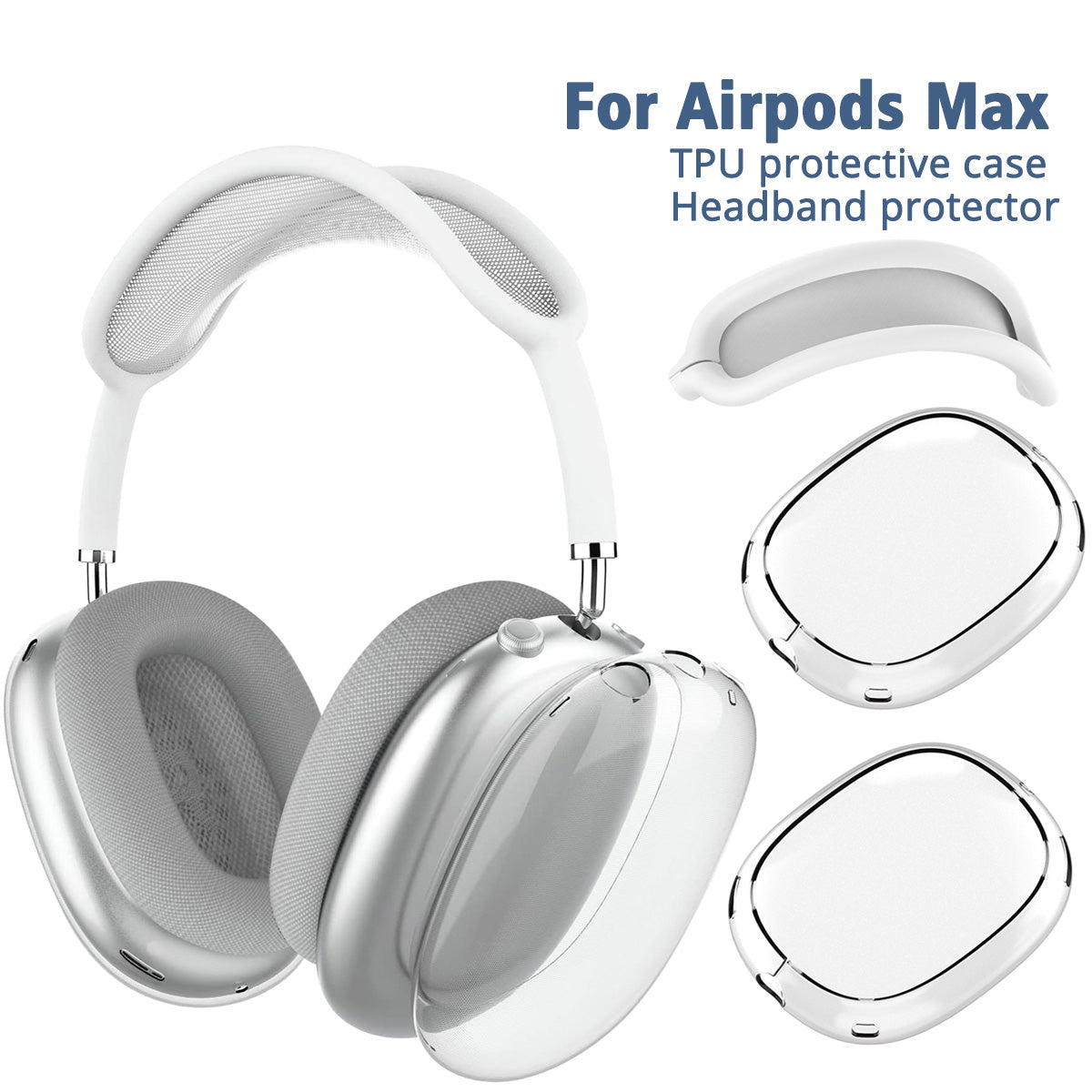 Premium TPU Protective Case for Apple AirPods Max Shockproof & Scratch-Resistant Transparent Headphone Case | Soft, Transparent Cover - Premium Protection for Wireless Headphones