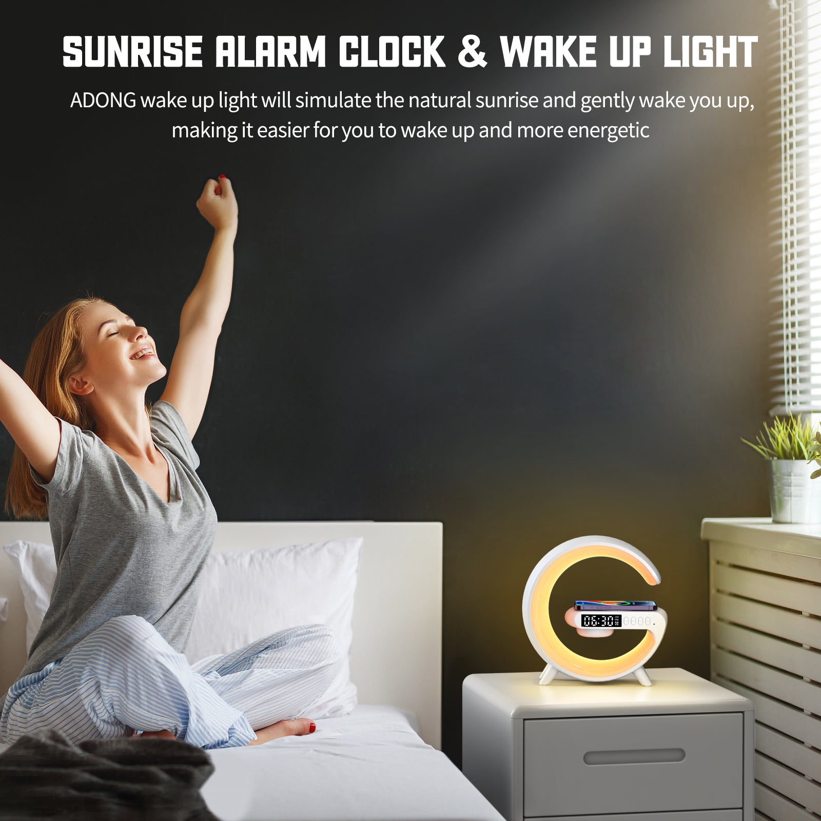 Universal RGB Charging Station LED Wireless Lamp Charger Alarm Clock Bluetooth Speaker | Charging Dock USB C Smartphones, Apple iPhone, Samsung, iOS & Android