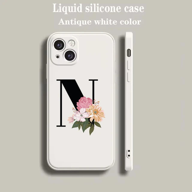 Personalized Luxury iPhone Case for Apple iPhone 16/16e, 15, 14, 13, 12 Pro Max, Pro, Plus & Mini Cover | Custom Name & Initials with Elegant Floral Design | MagSafe Compatible | Premium Camera Protection | Tempered Glass | Stylish Protective Case