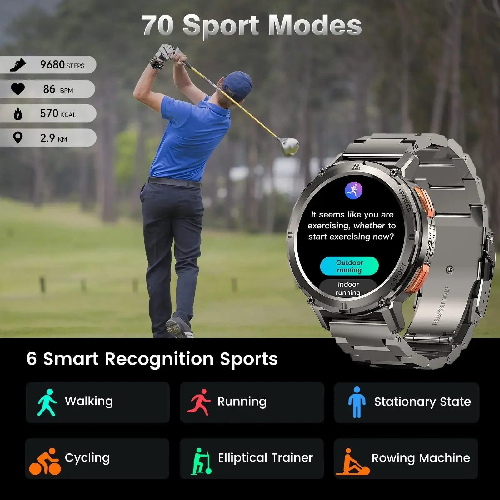 Luxus 1.39" Bluetooth Anruf Smartwatch Männer Sport Fitness Uhren | IP68 Wasserdichte Smartwatch für Xiaomi Android iOS K52