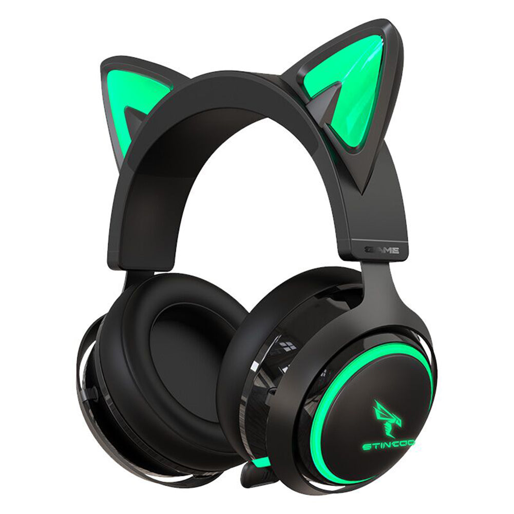 Hochwertiges Onikuma X15 Pro Over-Ear Gaming-Headset mit Kabel | Geräuschunterdrückung, Rosa Katzenohren, RGB-Licht und