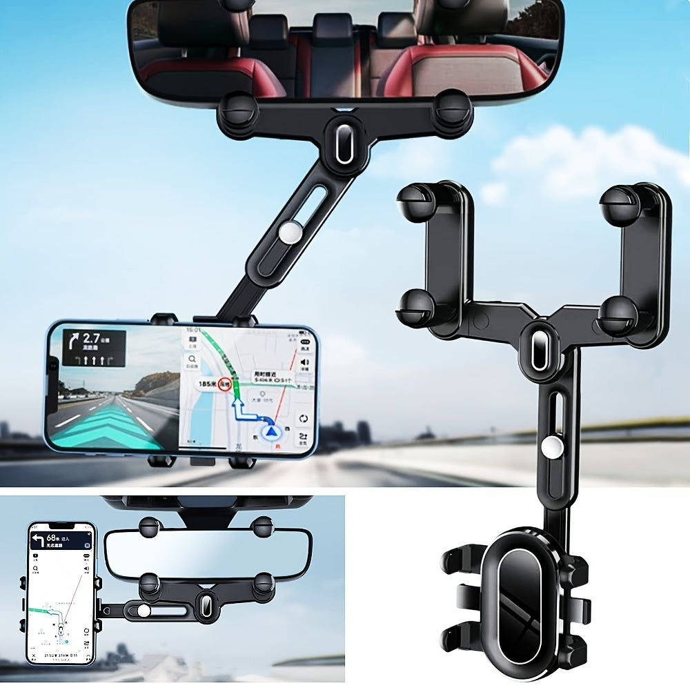 Premium 3-in-1 verstellbare Auto-Handyhalterung für Apple iPhone | Armaturenbrett, Rückspiegel & Sonnenblendenhalterung - Leicht 