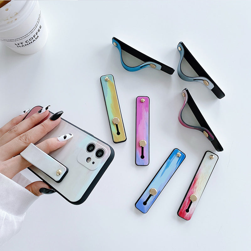 Premium Transparent Candy-Color For Apple iPhone 16/15/14/13/12 Pro Max Plus Mini Case | Wrist Strap Phone Holder Clear Soft-Silicone Apple iPhone Case
