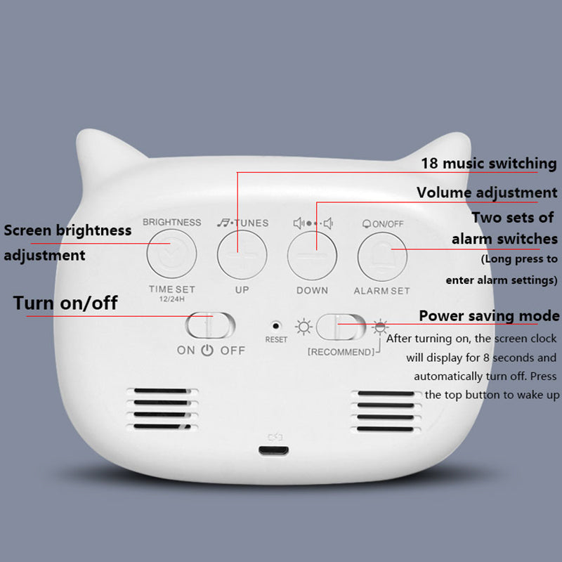 Premium Rechargeable Digital Alarm Clock with Night Light Touch Snooze Always-On Display Desktop Table Clock 12/24h Dual Alarm Music LED Clock 