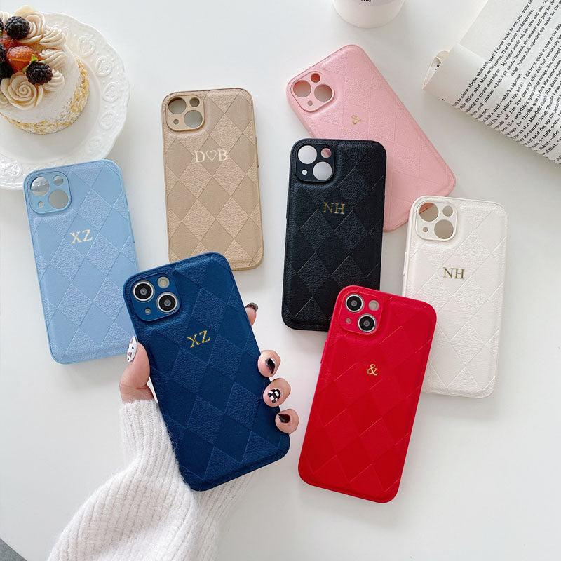 Personalized Luxury Leather iPhone Case for Apple iPhone 16/16e, 15, 14, 13, 12 Pro Max, Pro, Plus & Mini | Name, Initials, Symbols & Numbers | Custom Engraved Case | MagSafe Compatible Cover with Camera Protection & Genuine Leather