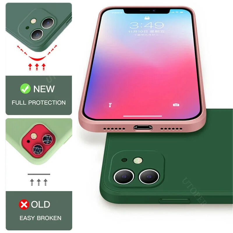 Square Liquid Silicone Case for Apple iPhone 16/15/14/13/12 Pro Max Plus Mini | Premium Shockproof, Magnetic, Magsafe & Camera Protection