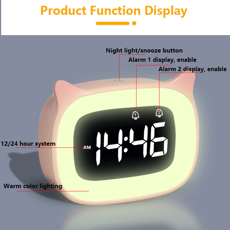Premium Rechargeable Digital Alarm Clock with Night Light Touch Snooze Always-On Display Desktop Table Clock 12/24h Dual Alarm Music LED Clock 