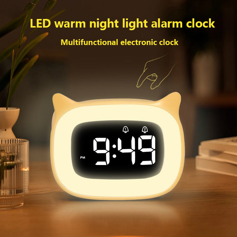 Premium Rechargeable Digital Alarm Clock with Night Light Touch Snooze Always-On Display Desktop Table Clock 12/24h Dual Alarm Music LED Clock 