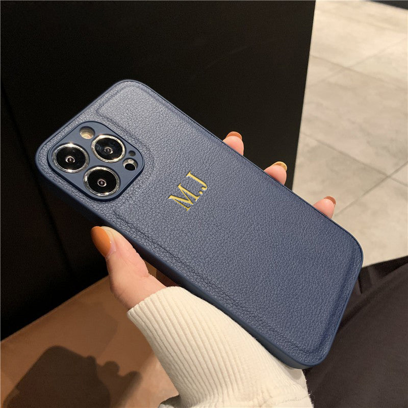 Personalized Luxury Leather iPhone Case for Apple iPhone 16/16e, 15, 14, 13, 12 Pro Max, Pro, Plus & Mini | Name, Initials, Symbols & Numbers | Custom Engraved Case | MagSafe Compatible Cover with Camera Protection & Genuine Leather