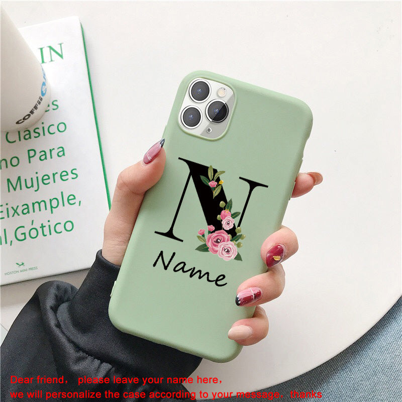 Personalized Luxury iPhone Case for Apple iPhone 16/16e, 15, 14, 13, 12 Pro Max, Pro, Plus & Mini Cover | Custom Name & Initials with Elegant Floral Design | MagSafe Compatible | Premium Camera Protection | Tempered Glass | Stylish Protective Case