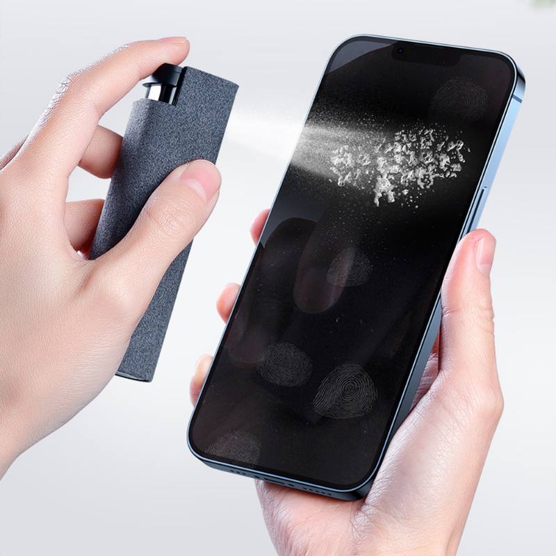2-in-1 Premium Mikrofaser Bildschirmreiniger Sprayflasche & Mikrofasertuch für Handy, iPhone, iPad, MacBook, Laptop, Computer