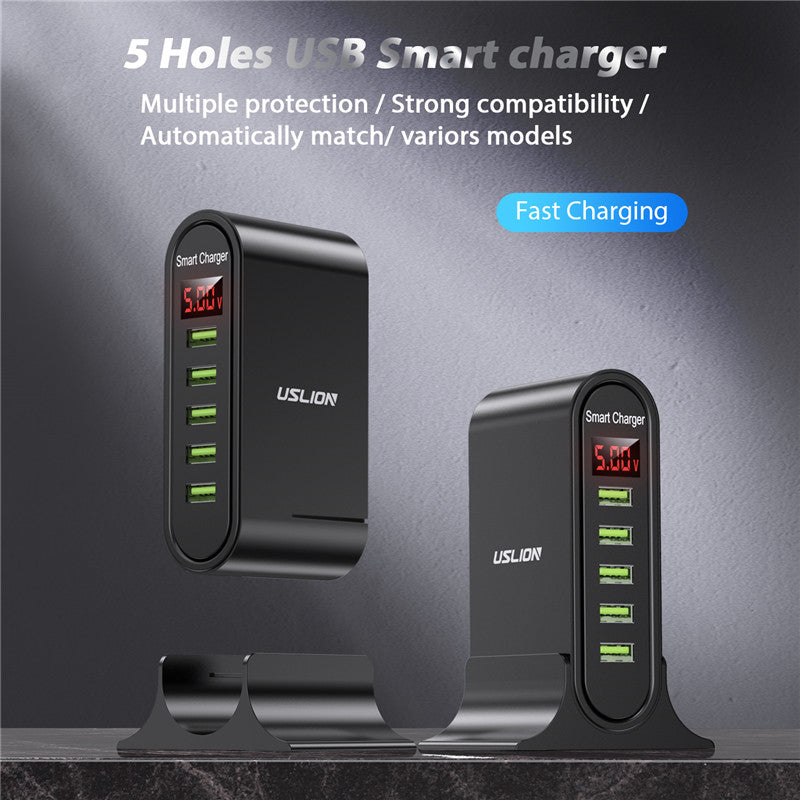 140W GaN Fast Charger: Premium Desktop Charging Station | 5 USB Ports Charging Station Docking Station ASOMETECH | Laptop, MacBook, Smartphones, Apple iPhone, Samsung, iOS & Android