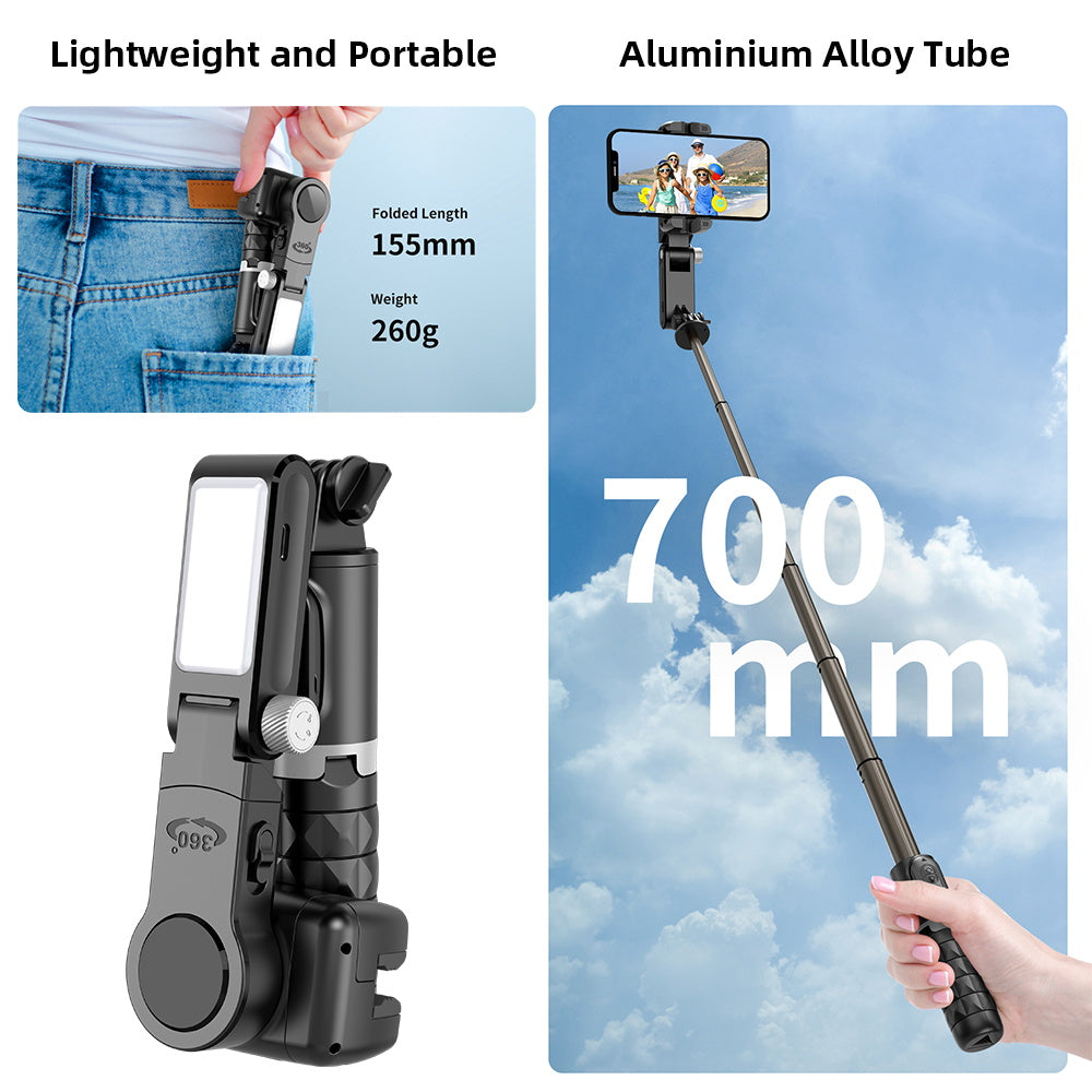 360° Dreh-Gimbal Stabilisator, Selfie Stick & Stativ: Hochwertiges Zubehör für Apple iPhone 15/14/13/12/11| Live-Fotografie