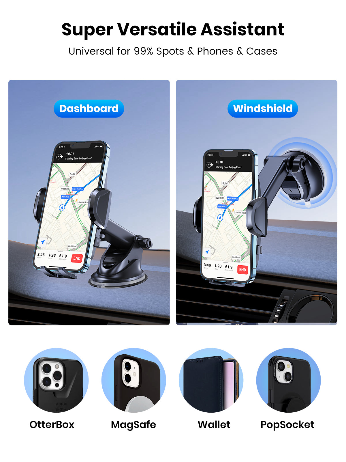Premium D36-G Universal Auto Telefon Halter mit Haken Clip,Air Vent Auto Halterung,360° Rotation Handyhalterung
