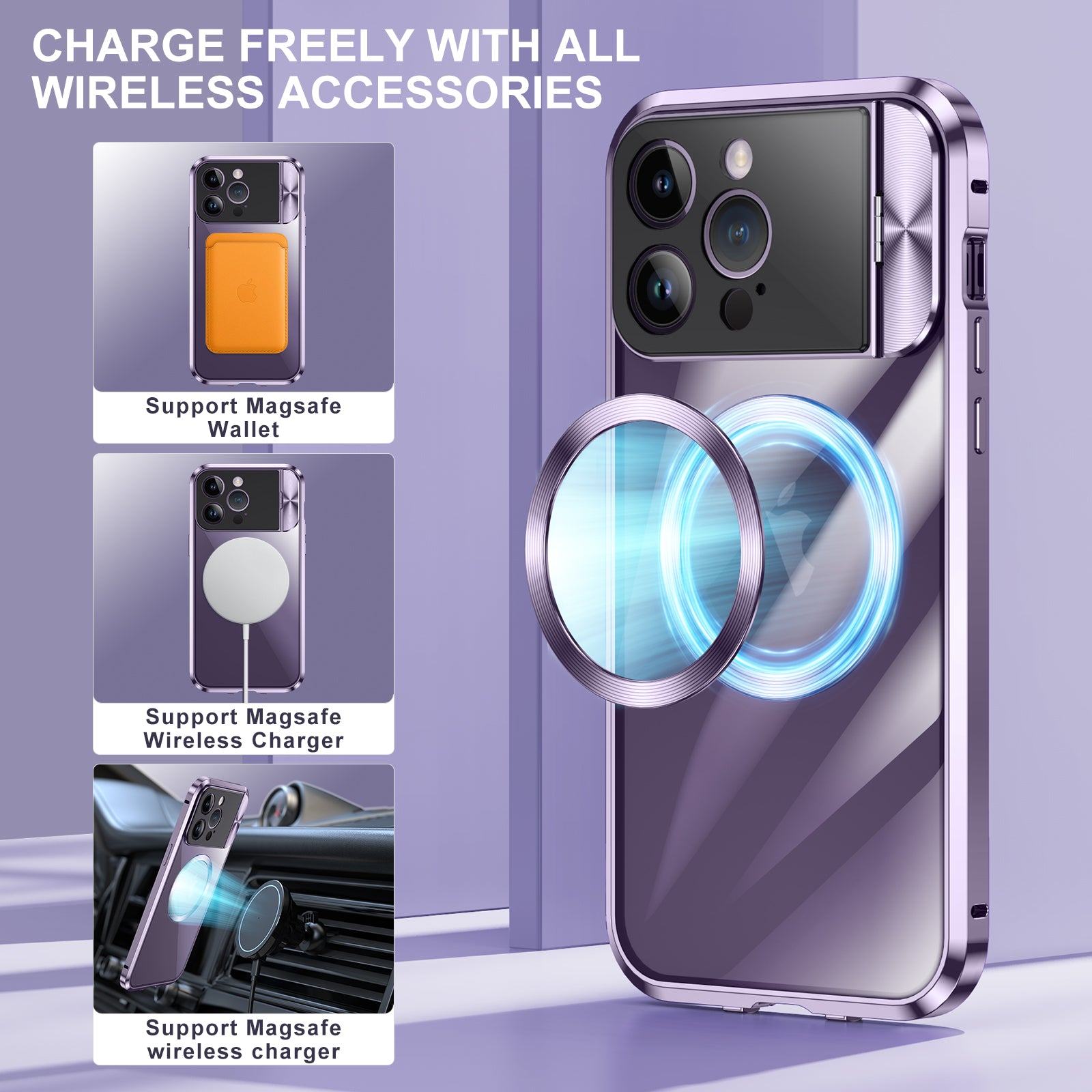 3 in 1 Wireless Fast Magnetic MagSafe Charging Station | Wireless Charging Station Fast Docking Charger for Smartphones, Apple iPhone, Samsung, iOS & Android, Watch & AirPods