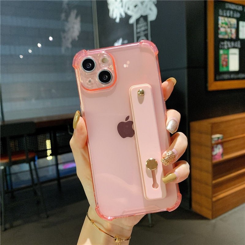 Premium Durchsichtige Candy-Farbe | Handgelenksband Handyhalter Klare Soft-Silikon Apple iPhone Case